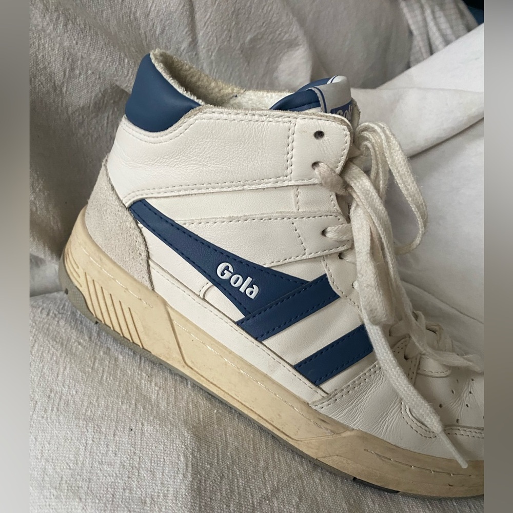 Gola Allcourt High White Blue Leather Sneakers Women’s 7